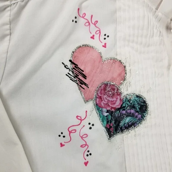 Vintage 90s Tuxedo Shirt Chaplin White Hearts Embellishment Womens Size 2X /3X - Picture 14 of 16